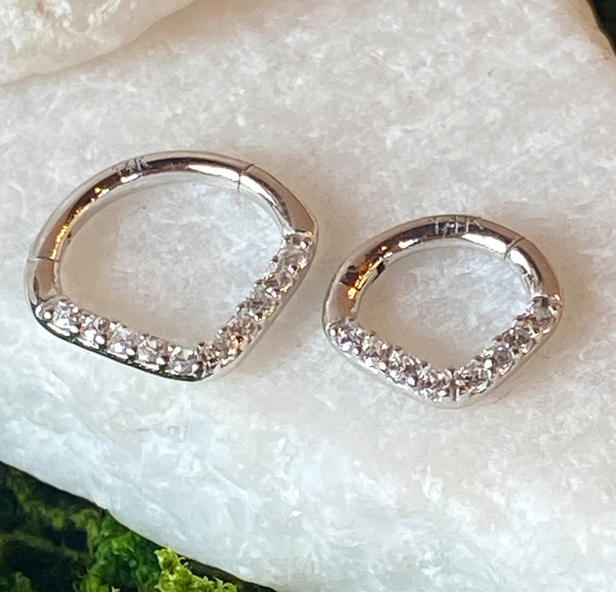 1 Piece of Beautiful Solid 14kt Gold Chevron Opals or CZ Gems Segment Ring - 10mm or 8mm - Gold & White Gold Available!