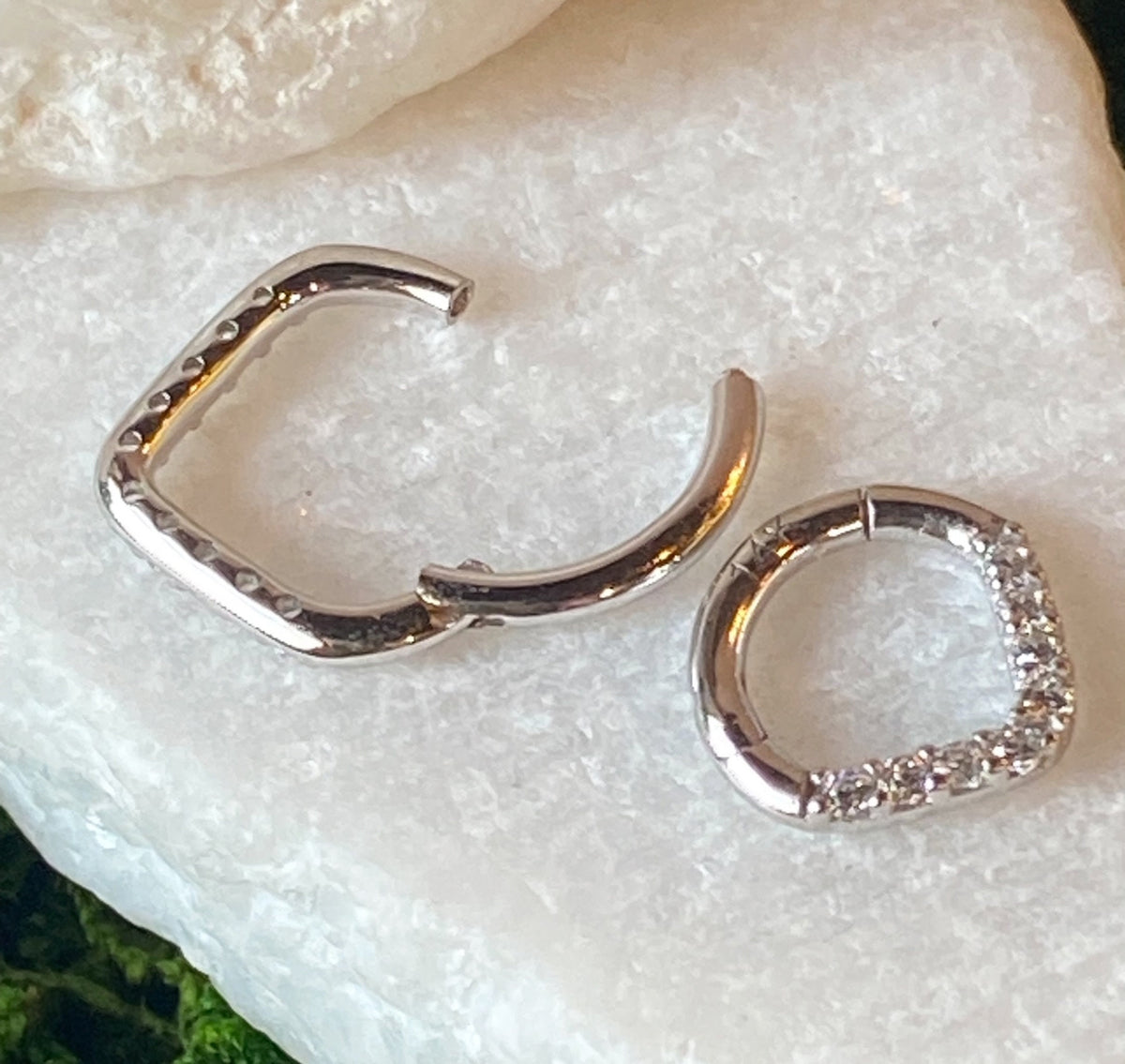 1 Piece of Beautiful Solid 14kt Gold Chevron Opals or CZ Gems Segment Ring - 10mm or 8mm - Gold & White Gold Available!
