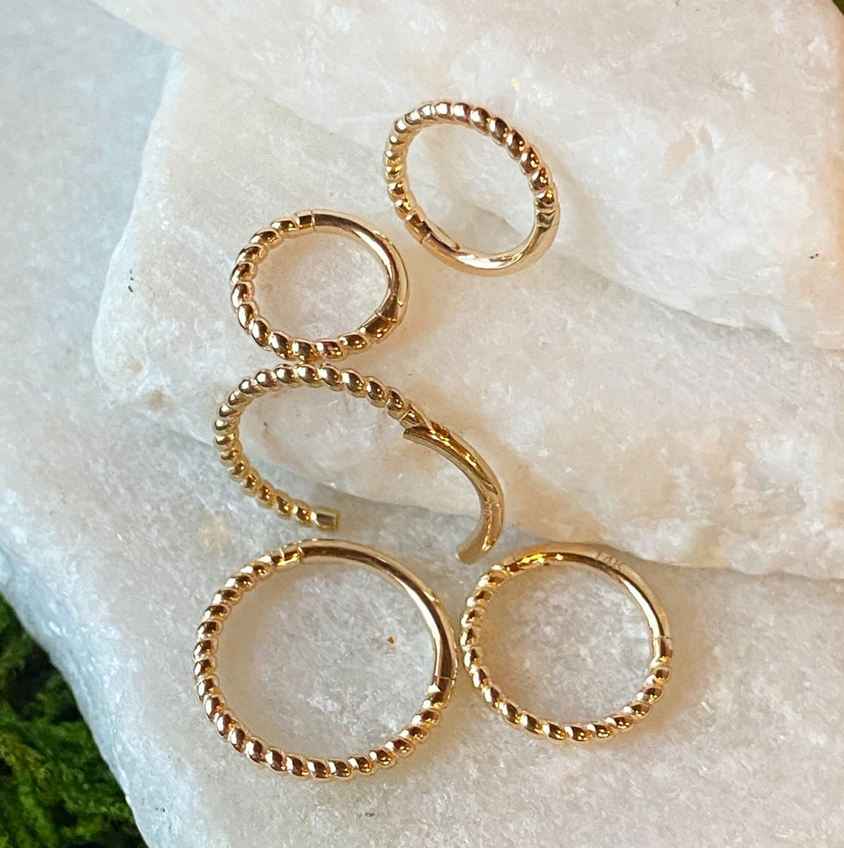 1 Piece of Beautiful Solid 14kt Gold Braided Hinged Segment Ring - 10mm, 9mm, 8mm, 7mm or 6mm - Gold & White Gold with Available!