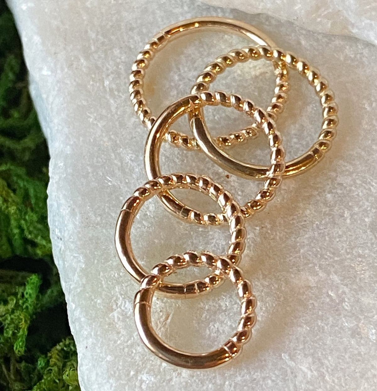 1 Piece of Beautiful Solid 14kt Gold Braided Hinged Segment Ring - 10mm, 9mm, 8mm, 7mm or 6mm - Gold & White Gold with Available!