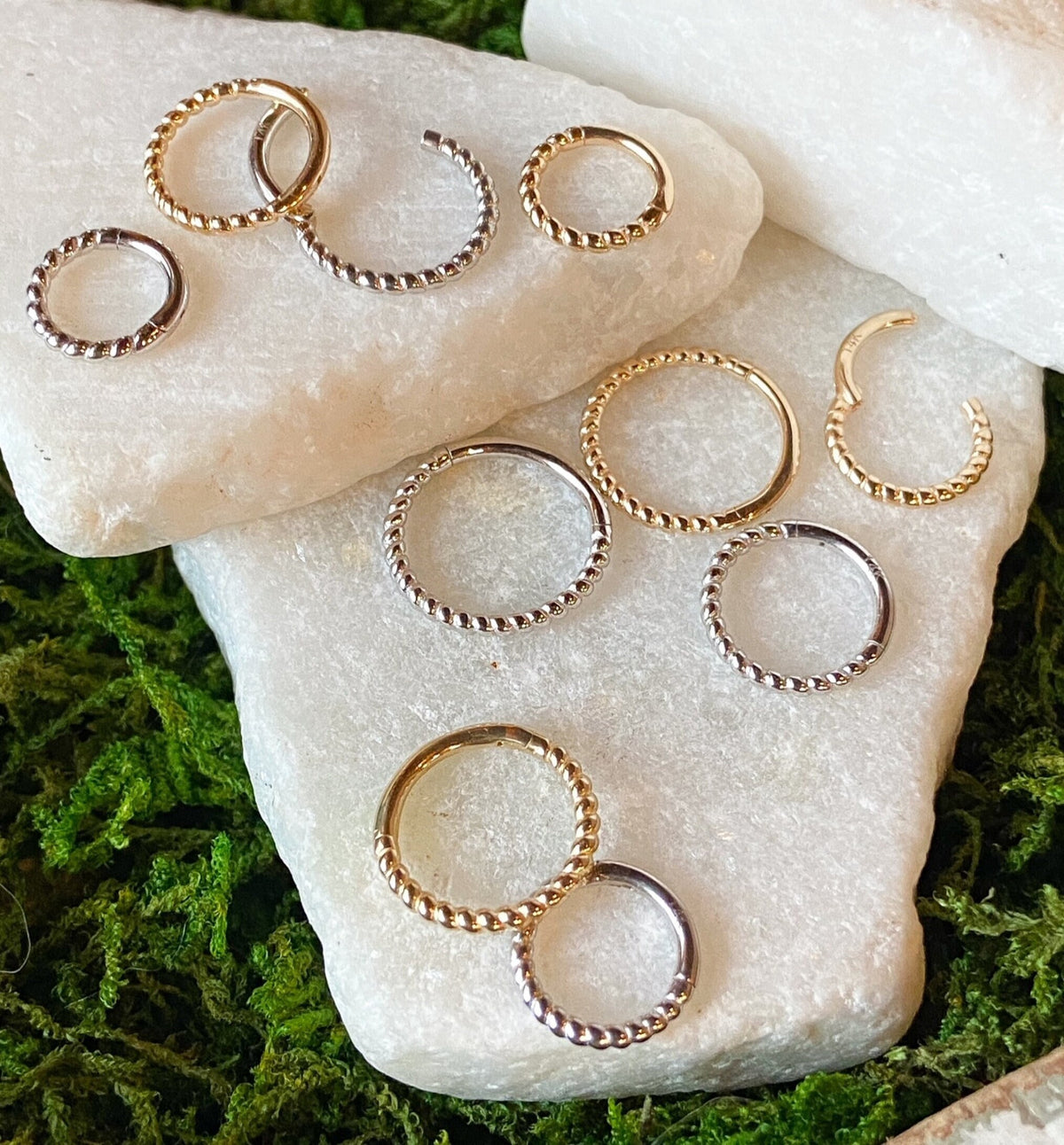 1 Piece of Beautiful Solid 14kt Gold Braided Hinged Segment Ring - 10mm, 9mm, 8mm, 7mm or 6mm - Gold & White Gold with Available!