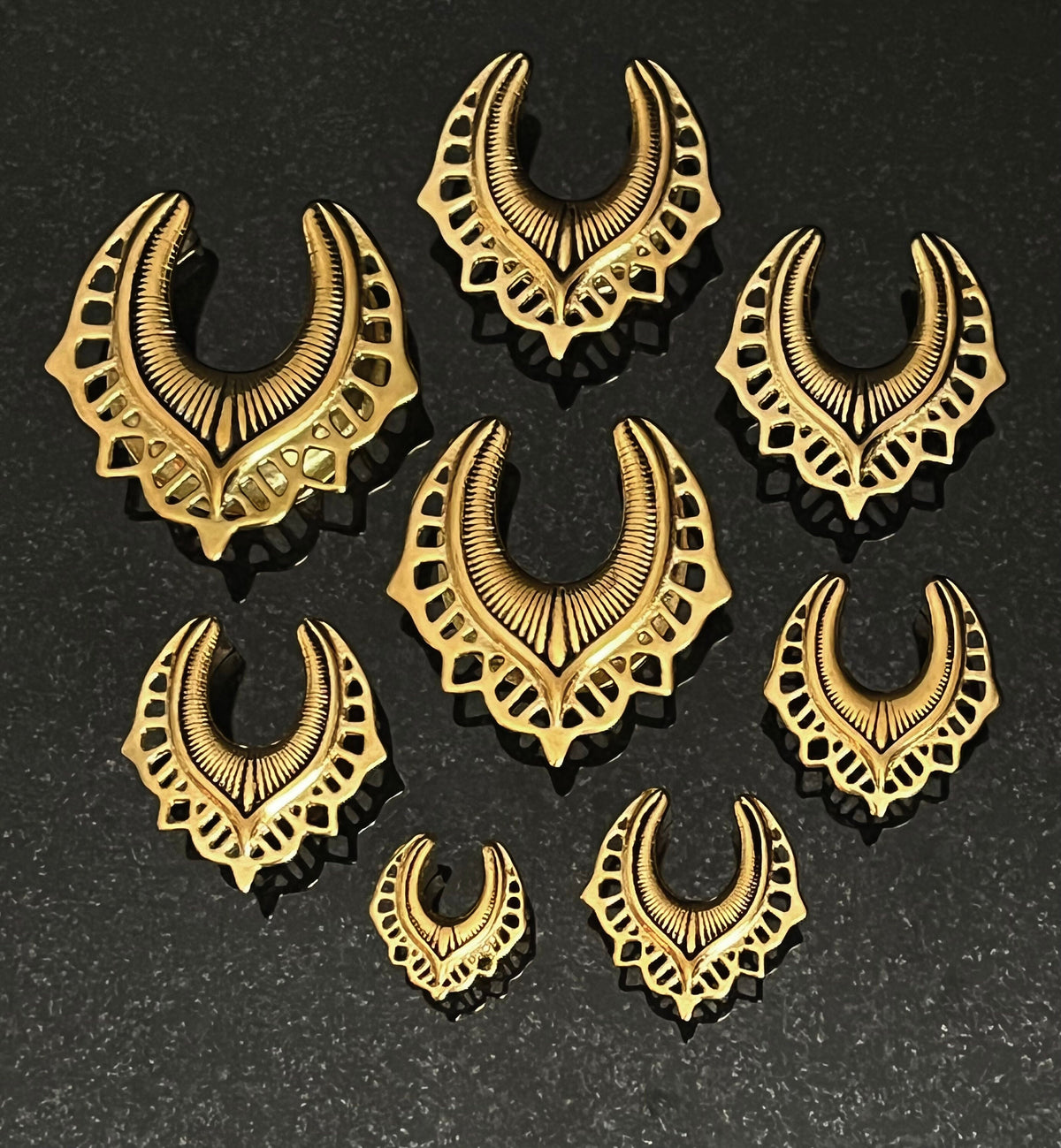 PAIR of Beautiful Wishbone Spine Shield Saddle Surgical Steel Ear Spreader Hanger-Tunnels/Plugs - Gauges 0g (8mm) thru 1" (25mm) available!