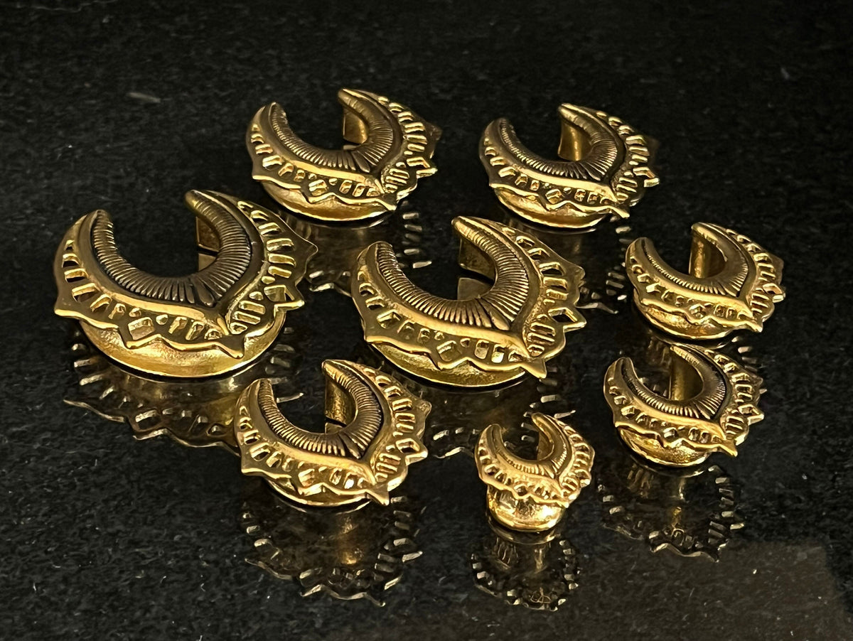PAIR of Beautiful Wishbone Spine Shield Saddle Surgical Steel Ear Spreader Hanger-Tunnels/Plugs - Gauges 0g (8mm) thru 1" (25mm) available!