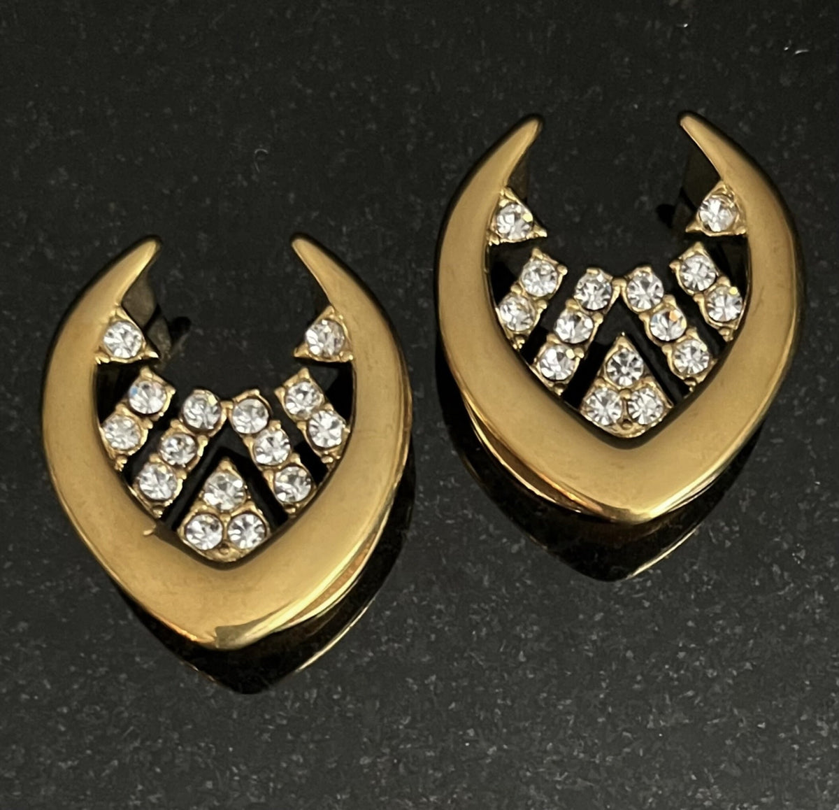 PAIR of Unique Paved CZ Gems Inner Design Saddle Surgical Steel Ear Spreader Hanger-Tunnels/Plugs -Gauges 0g (8mm) thru 1" (25mm) available!
