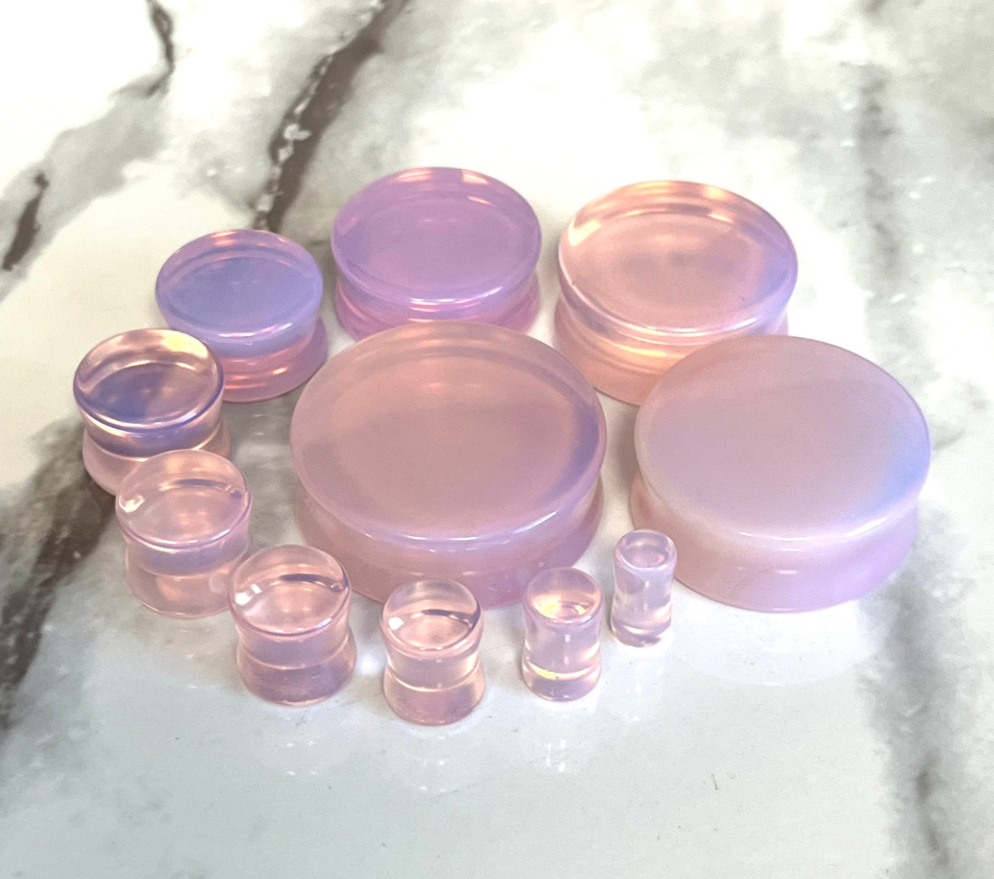 PAIR of Beautiful Lavender Opalite Stone Glass Plugs - Gauges 2g (6mm) to 32mm available!