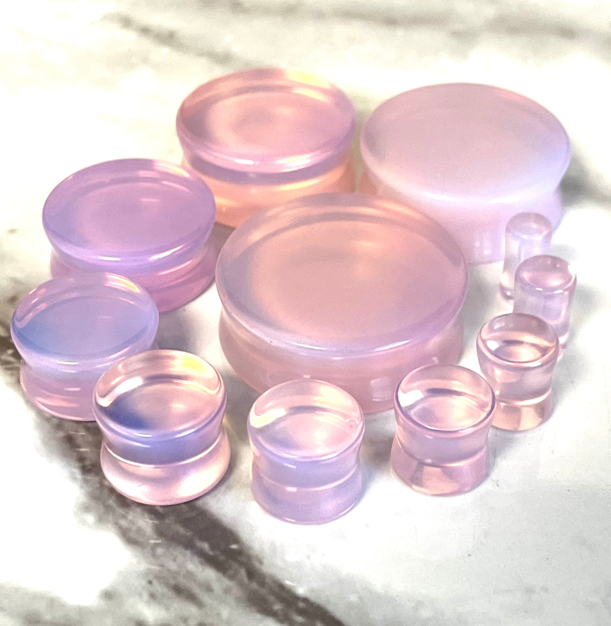 PAIR of Beautiful Lavender Opalite Stone Glass Plugs - Gauges 2g (6mm) to 32mm available!