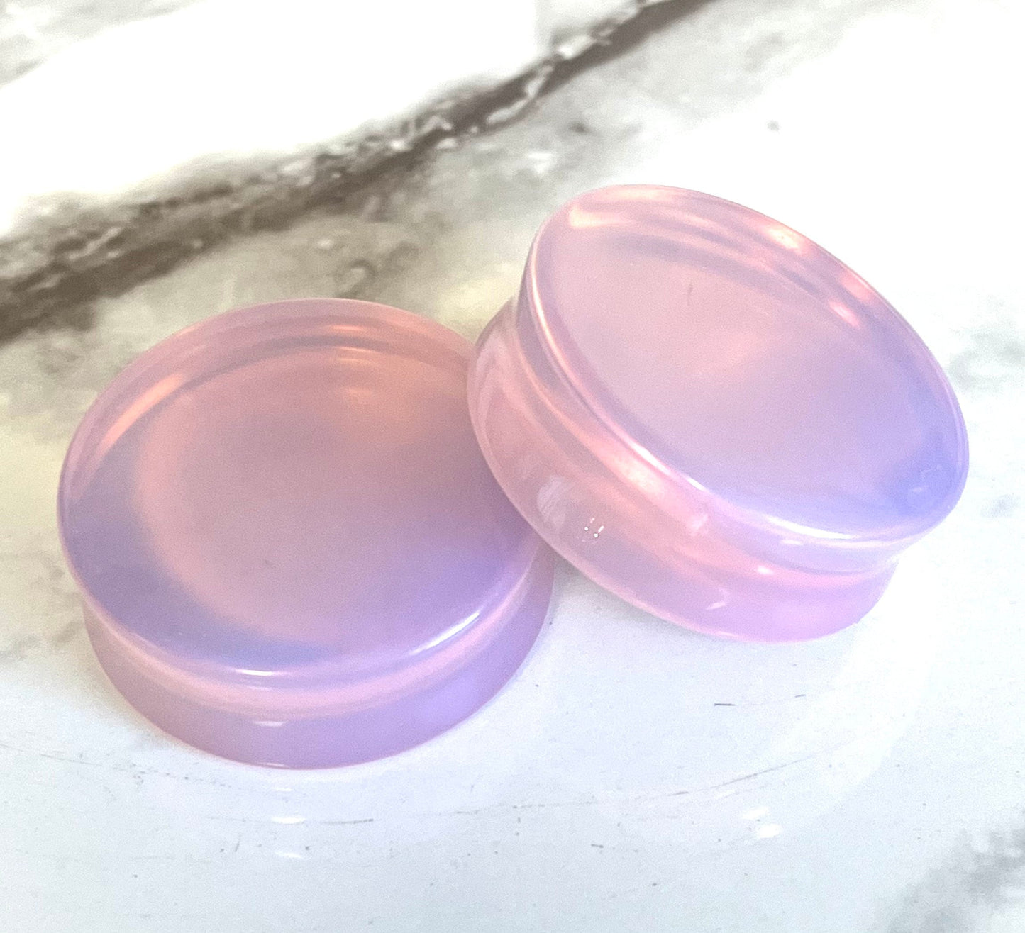 PAIR of Beautiful Lavender Opalite Stone Glass Plugs - Gauges 2g (6mm) to 32mm available!