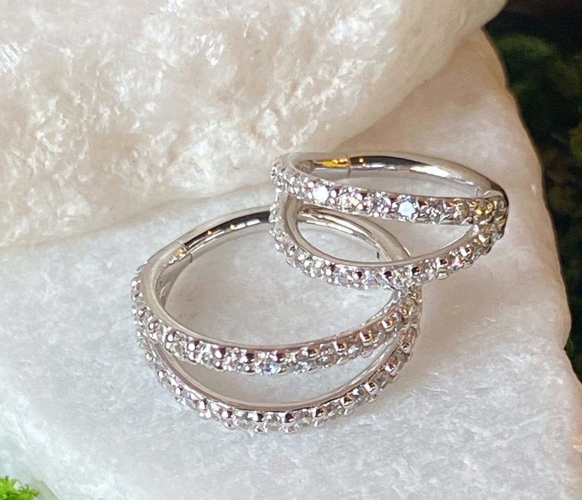 1 Piece of Beautiful Solid 14kt Gold Double Lined Hinged Segment Ring - 10mm or 8mm - Gold & White Gold with Opal or CZ Gems Available!