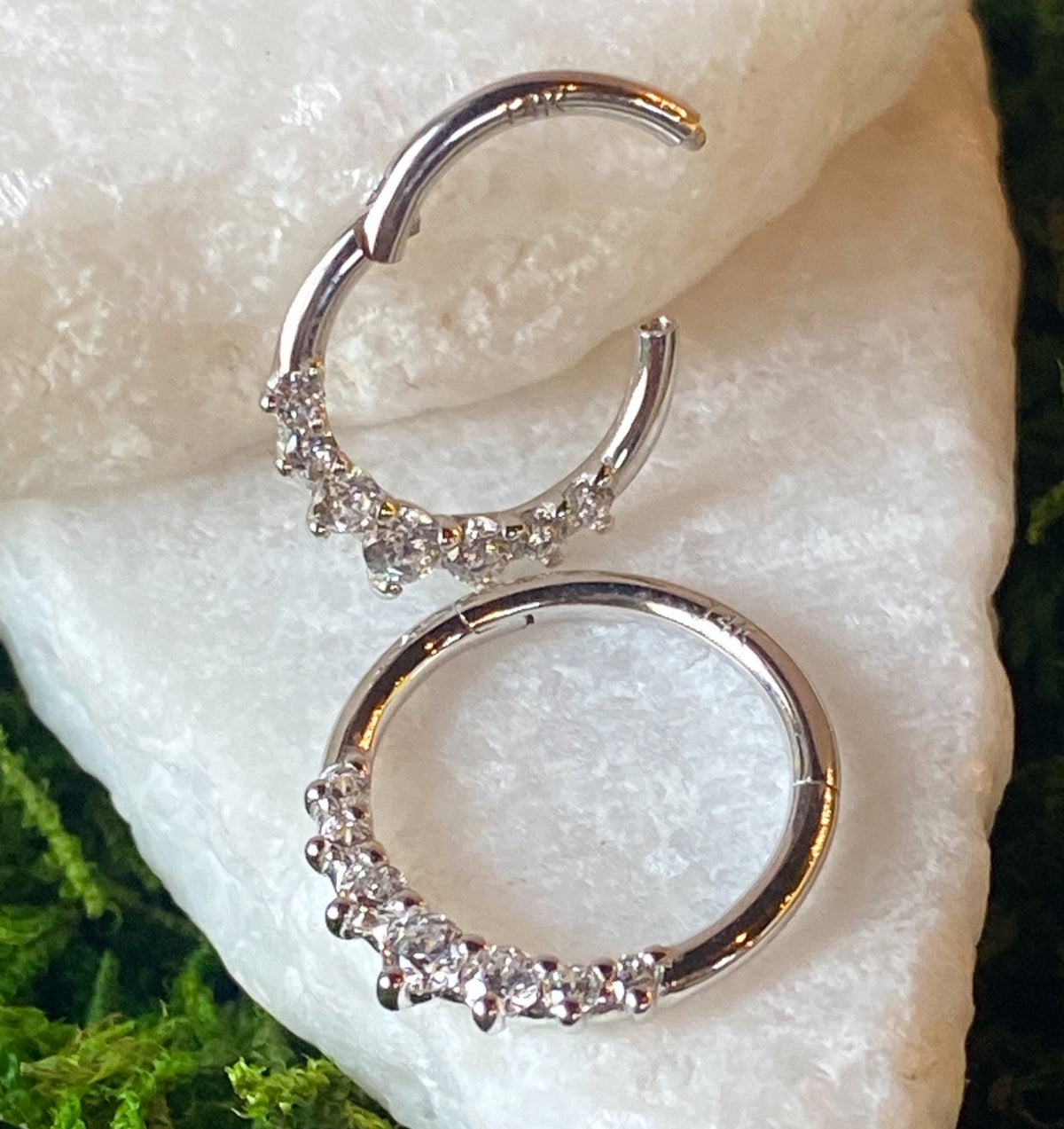 1 Piece of Beautiful Solid 14kt Gold Front Opals or CZ Gems Segment Ring - 10mm or 8mm - Gold & White Gold Available!