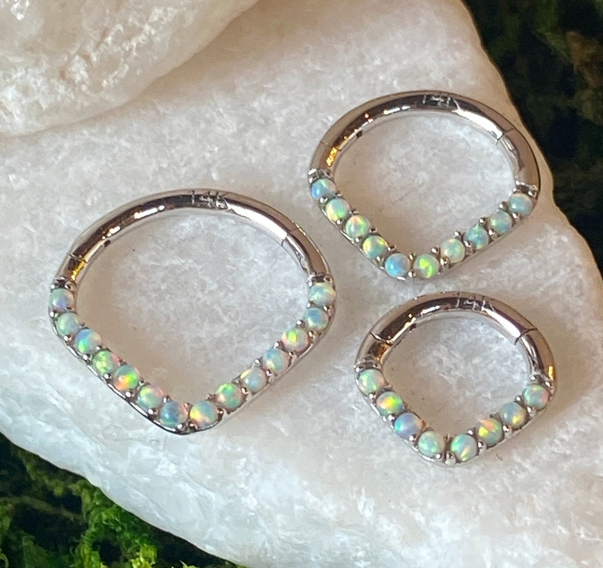 1 Piece of Beautiful Solid 14kt Gold Chevron Opals or CZ Gems Segment Ring - 10mm or 8mm - Gold & White Gold Available!