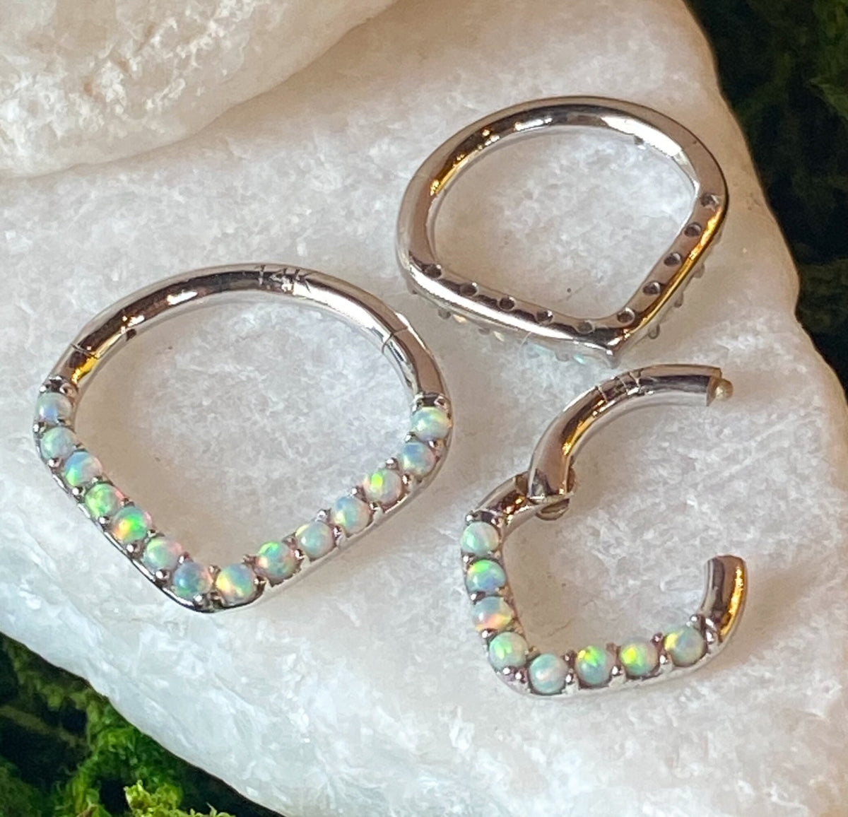 1 Piece of Beautiful Solid 14kt Gold Chevron Opals or CZ Gems Segment Ring - 10mm or 8mm - Gold & White Gold Available!